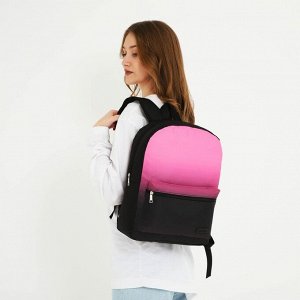 Рюкзак школьный текстильный с розовым градиентом, 38x29x11 см, отдел на молнии, чёрный