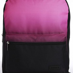 Рюкзак школьный текстильный с розовым градиентом, 38x29x11 см, отдел на молнии, чёрный