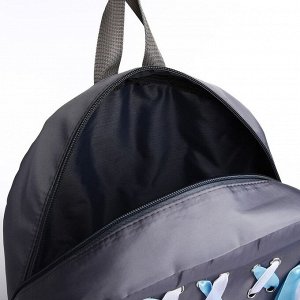 Рюкзак текстильный с лентами, 38х29х11 см, 38 х серый серый, отдел на молнии, цвет красный