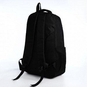 Рюкзак молодёжный из текстиля на молнии, 4 кармана, цвет чёрный/рыжий