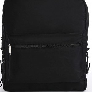 Рюкзак школьный текстильный с боковыми лентами, 38x29x11 см, чёрный, отдел на молнии