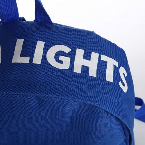 Рюкзак школьный текстильный с печатью на верхней части LIGHT, 38x29x11 см, синий