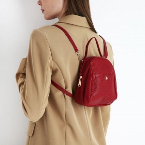 СИМА-ЛЕНД Мини-рюкзак женский из искусственной кожи на молнии, 1 карман, цвет красный