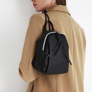 Мини-рюкзак женский из искусственной кожи на молнии, цвет чёрный