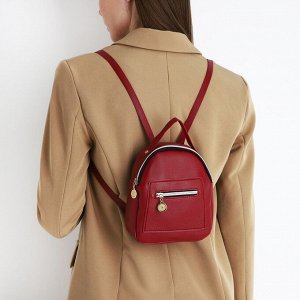 Мини-рюкзак женский из искусственной кожи на молнии, 1 карман, цвет бордовый