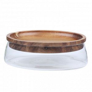 Тарелка для орех и сухофруктов с крышкой, стекло/бамбук