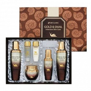 Набор косметики с муцином улитки и золотом 3W Clinic Gold And Snail Intensive Care Set