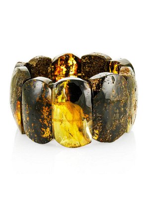 Необычный объёмный браслет из натурального балтийского янтаря «Помпеи» для женщин и мужчин