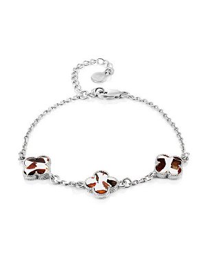 Нежный тонкий браслет-цепочка с вставками из янтарной мозаики «Монако. Далматин»