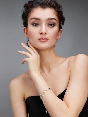 Нежный тонкий браслет-цепочка с вставками из янтарной мозаики «Монако. Далматин»