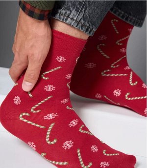 Высокие новогодние носки унисекс с фантазийным рисунком "Конфеты"