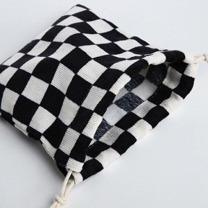 Косметичка - мешок с завязками, цвет белый/чёрный