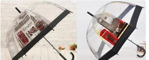 Прозрачный зонт-трость в стиле Ретро "Город"