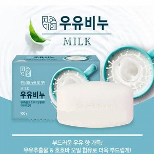 Смягчающее туалетное мыло с молоком и маслом жожоба "Pure Milk Soap" (кусок 100 г) 1/48