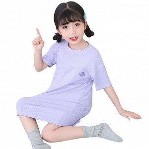 Платье-сорочка с короткими рукавами для девочки, цвет фиолетовый