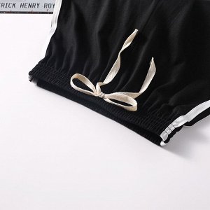 Детские шорты на резинке, с завязками, цвет чёрный