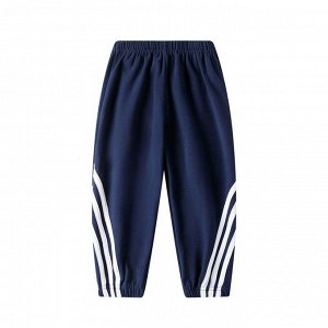 Детские спортивные брюки с полосками, на резинке, цвет тёмно-синий