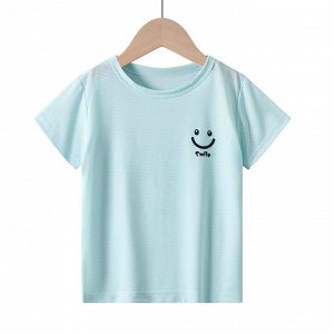 Детская футболка со смайликом, цвет бирюзовый
