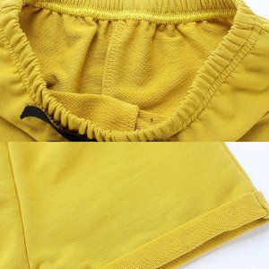 Детские шорты на резинке, с завязками, цвет жёлтый