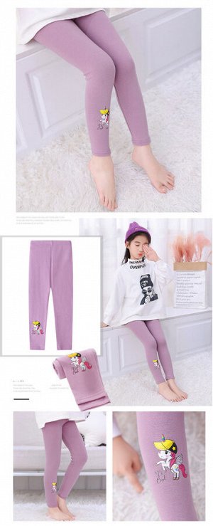 Детские леггинсы с принтом для девочки, цвет фиолетовый