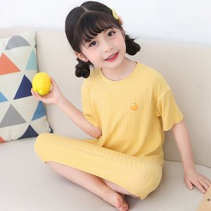 Платье-сорочка с короткими рукавами для девочки, цвет жёлтый