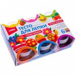 Тесто для лепки Lori &quot;Пластишка&quot;, 06 цветов*80г, яркие цвета, картон