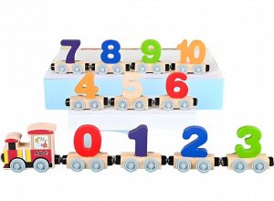 Деревянный обучающий поезд с магнитными цифрами Монтессори для детей от 1 до 6 лет