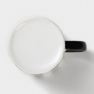 Кружка керамическая с ложкой «Абстракт», 400 мл, цвет чёрный и белый