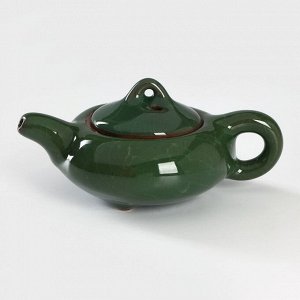 Набор для чайной церемонии керамический «Лунный камень», 5 предметов: 4 пиалы, чайник, цвет зелёный