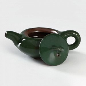 Набор для чайной церемонии керамический «Лунный камень», 7 предметов: чайник 150 мл, 6 пиал 50 мл, цвет зелёный