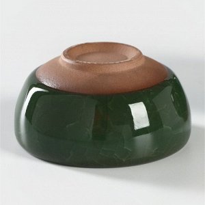 Набор для чайной церемонии керамический «Лунный камень», 5 предметов: 4 пиалы, чайник, цвет зелёный