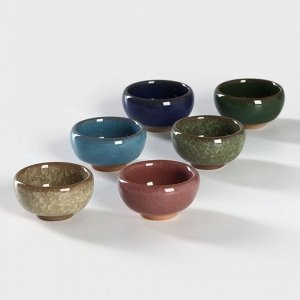 Набор пиал керамических «Лунный камень», 6 предметов: 50 мл, цвет МИКС