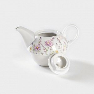 Набор керамический чайный «Прованс», 3 предмета: чайник заварочный 370 мл, чашка 300 мл, блюдце d=15 см