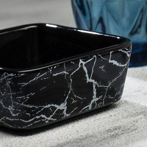 Соусник керамический «Мрамор», 8.5 х 8.5 х 3.5 см, цвет чёрный