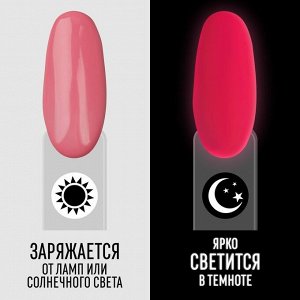 Гель лак для ногтей, люминесцентный, трехфазный, 8 мл, LED/UV, розовый (33)