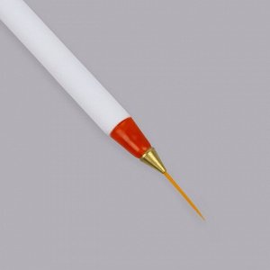 Кисть для дизайна ногтей «Волос», 17 см, d - 1 х 14 мм, цвет белый/красный