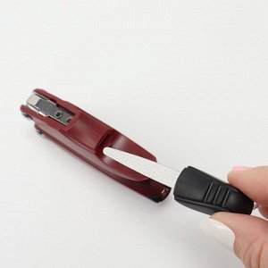 Кусачки педикюрные, 3 в 1, с лазерной пилкой, изогнутое лезвие, складные, 8.7 см, длина лезвия-18 мм, бордовые