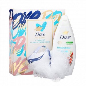 Подарочный набор Dove: гель для душа, 250 мл + мочалка