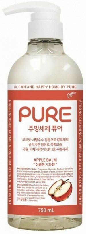 Pigeon Pure Balm гель для мытья посуды яблоко, флакон 750 мл