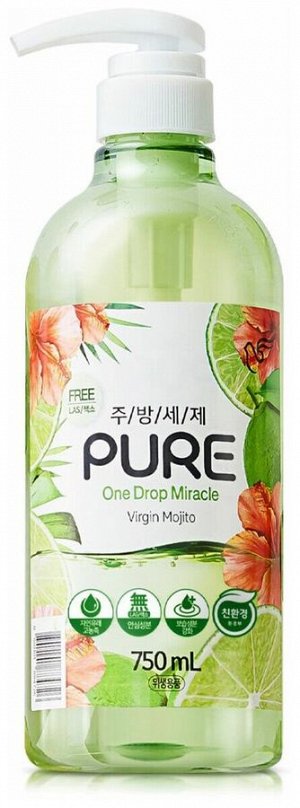 Pigeon Pure Virgin гель для мытья посуды мохито, флакон 750 мл