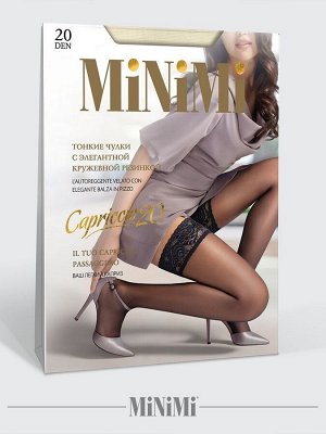 Minimi CAPRICCIO 20 den AUT Чулки Женские, с элегантной кружевной резинкой. Резинка на силиконовой основе шириной 8 см, невидимый усиленный мысок, формованная ступня.