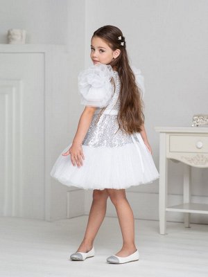 Платье праздничное белое с паетками для девочки