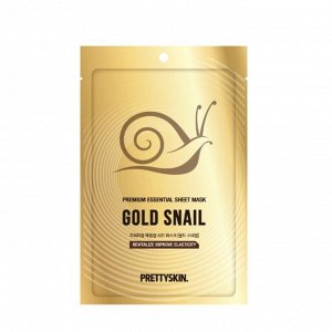 PrettySkin Маска для лица тканевая с муцином золотой улитки Mask Sheet Premium Essential Gold Snail, 23 гр