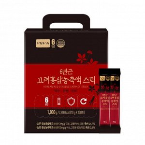 Jungwonsam Стик с экстрактом красного женшеня 6-летней выдержки 6 Years Red Ginseng Extract Stick, 10гр*100шт