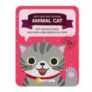 PrettySkin Маска тканевая для лица антивозрастная Mask Total Solution Animal Cat Anti-Wrinkle, 25 гр
