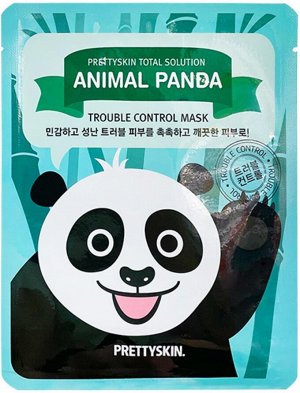 PrettySkin Маска тканевая для проблемной кожи лица Mask Total Solution Animal Panda Trouble Control, 25 гр