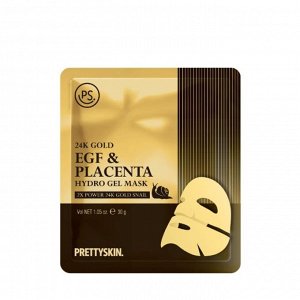 PrettySkin Маска для лица гидрогелевая с 24-каратным золотом EGF и плацентой Mask 24K Gold EGF & Placenta Hydro Gel, 30 гр