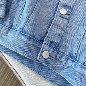 Женская джинсовая куртка, с вышитым цветочным принтом, синий