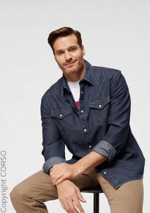 рубашка бренд WRANGLER джинсовая рубашка WRA (Wra Denim Shirt)Цвет изделия: промытый Бренд: WRANGLER Ассортимент: He. Размерная категория рубашек: Обычные размеры в слегка постиранном виде,Изготовлены