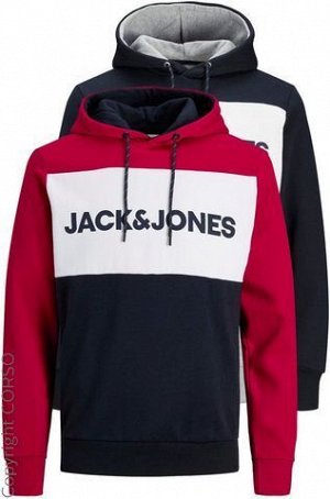 кофта бренд Jack & Jones Капюшон с логотипом (Logo Blocking Sweat Hood)Цвет изделия: красный Бренд: Jack & Jones Ассортимент: He. Трикотаж/Свитер Размерная категория: Обычные размеры Толстовка с логот
